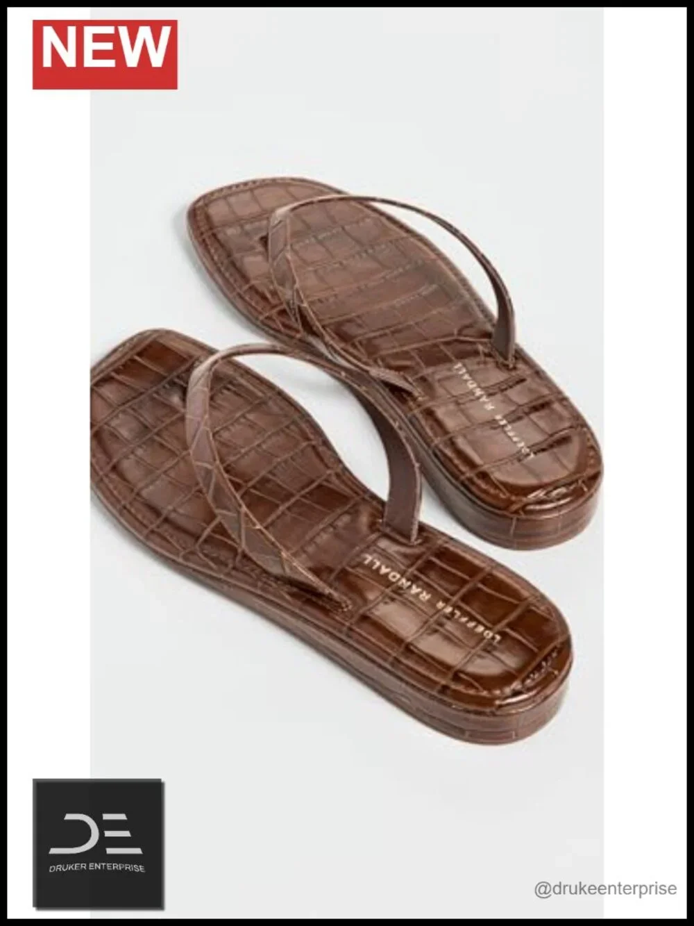 Elevated Flip Flops - Croc-Embossed Finish Padded Footbed Sandals
